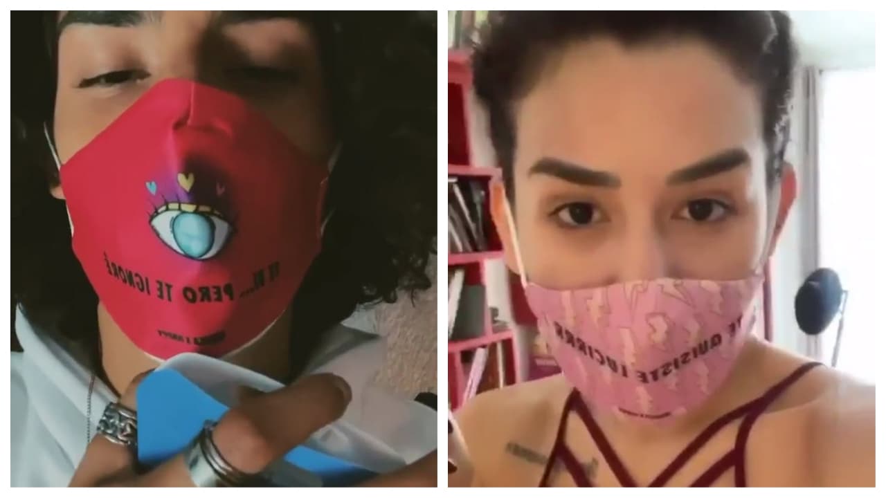 Sus hijos 
<b>Emilio y Romina</b> la ayudan a promocionar sus productor a través de las redes sociales. "Te vi pero te ignoré", "Te quisiste lucirrr", son algunos de los enunciados que se pueden leer en las mascarillas.