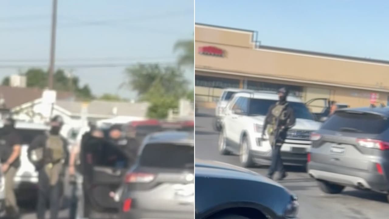 Agentes federales persiguen y detienen a una persona en supermercado de Pacoima