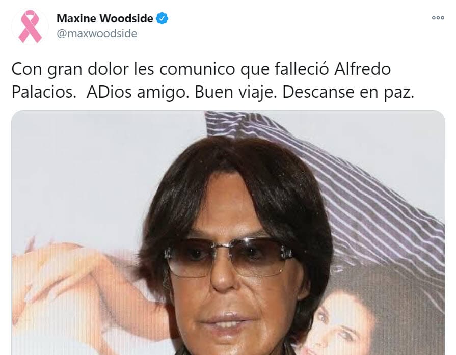 La periodista Maxine Woodside, quien labora para esa cadena, también anunció la muerte del famoso presentador. "Con gran dolor les comunico que falleció Alfredo Palacios. 
<b><a href="https://twitter.com/maxwoodside/status/1320479484789903361" target="_blank">Adiós, amigo. Buen viaje</a></b>. Descanse en paz".