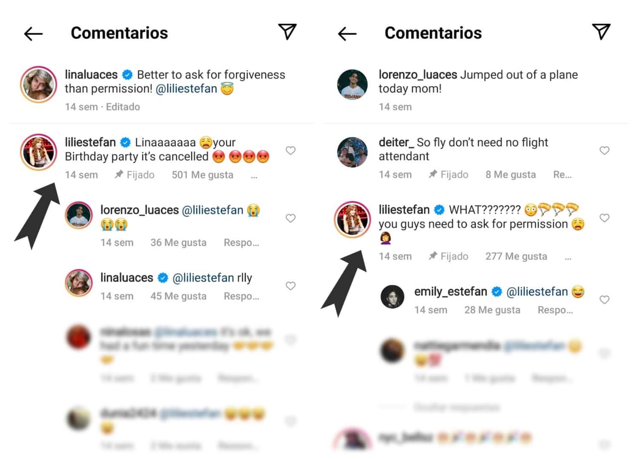 Lo que jamás esperaron fue la reacción de la presentadora, quien estuvo a punto de cancelar el cumpleaños de su hija. En la publicación de Lina escribió: “Linaaaaaaa ¡tu fiesta de cumpleaños está cancelada!” mientras en la de Lorenzo Jr.: “¿¿¿¿¿QUÉ ??????? Ustedes necesitan pedir permiso”.