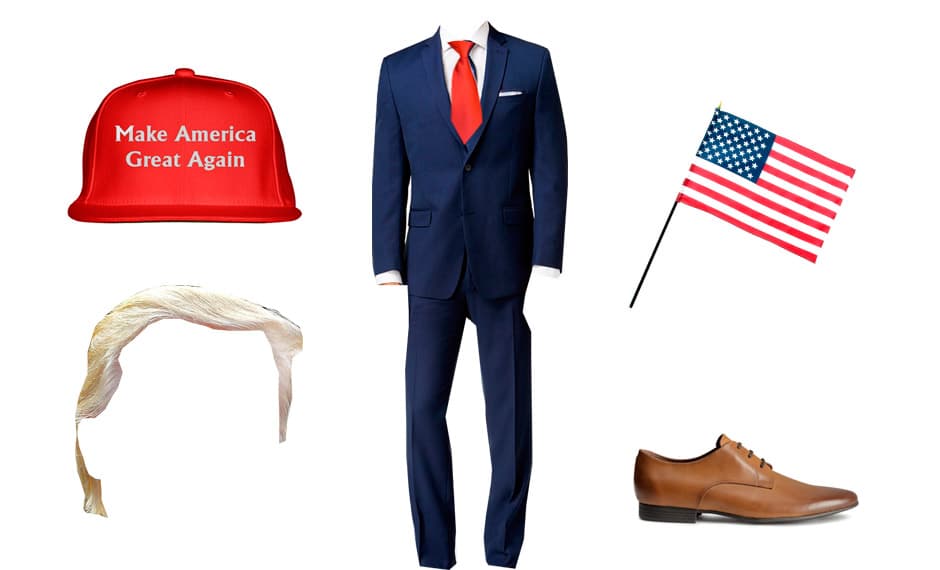 Necesitarás un traje azul o negro con corbata roja, una peluca y un producto de belleza esencial: autobronceador