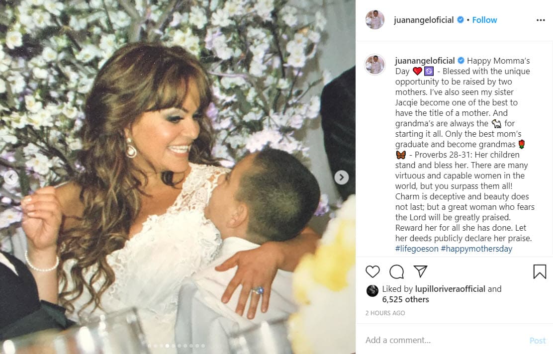 <b><a href="https://www.univision.com/famosos/10-por-ciento-gay-el-hijo-menor-de-jenni-rivera-celebra-los-resultados-de-un-test-aunque-no-por-completo-video" target="_blank">Juan Ángel López</a></b>, el hijo de Jenni Rivera y mejor conocido como 'Johnny', homenajeó a las madres del clan Rivera con varias fotos y un cariñoso mensaje para ellas. 
<br>