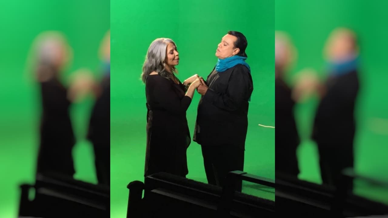 Juan Gabriel junto a la cantante Patti Austin en la grabación del último videoclip del 'Divo de Juárez'.