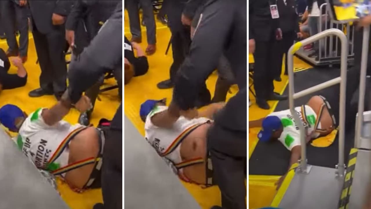 Después de que la desalojaron del recinto deportivo, la mujer aseguró que fue esposada y que para ello un oficial le puso una rodilla en la espalda.
<br>