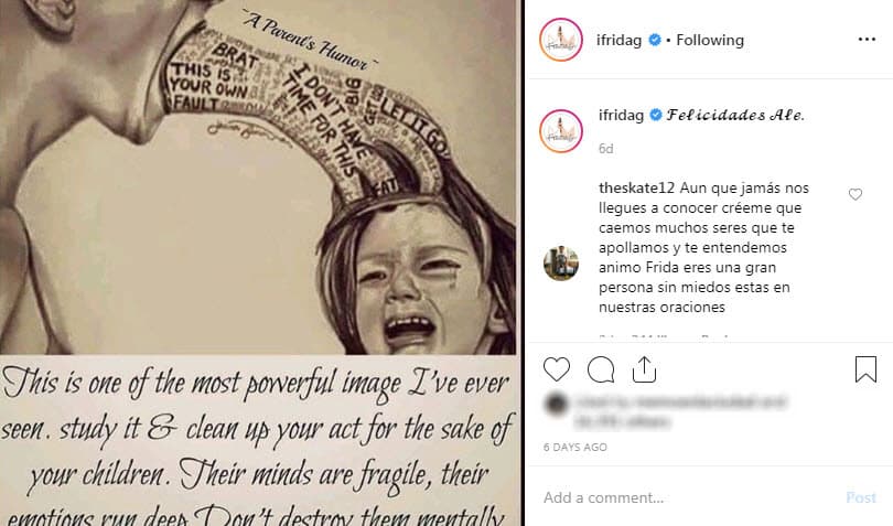 Frida Sofía también fue criticada por el polémico mensaje que le dejó a su mamá a través de Instagram.