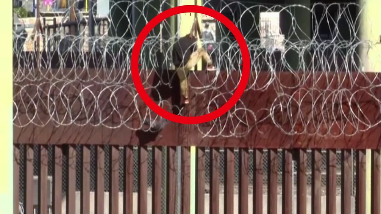 Captan el momento en que un migrante cruza la frontera y es detenido en Texas
