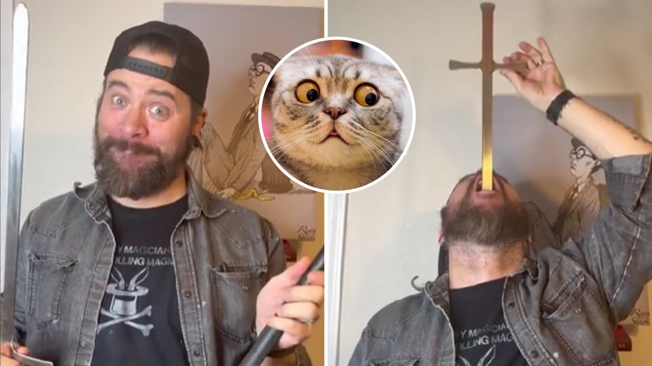 Mago revela secreto de "cómo comerse una espada" y el video no es lo que Internet esperaba