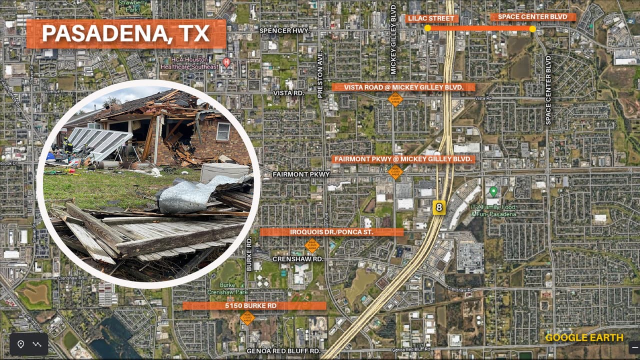 Tornado en Houston: Cierres de calles y semáforos averiados en el área de Pasadena