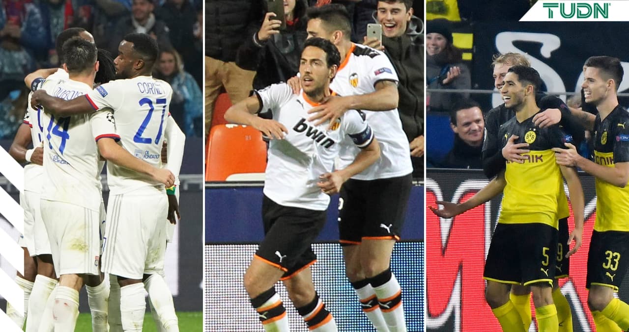 Borussia Dortmund 3-2Inter; Olympique de Lyon 3-1 Benfica; Valencia 4-1 Lille.