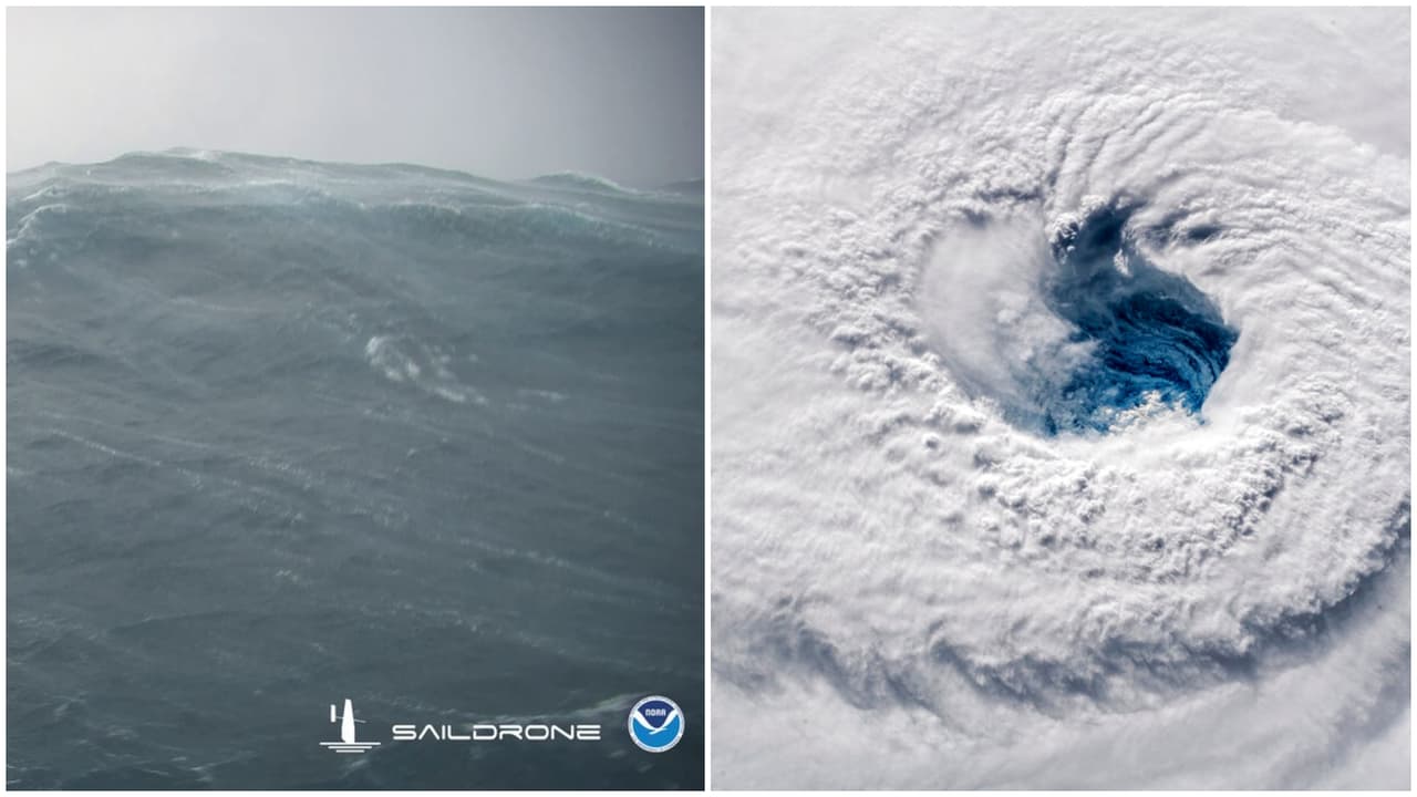 NOAA muestra imágenes tomadas en el mar por un dron dentro del ojo del huracán Idalia
