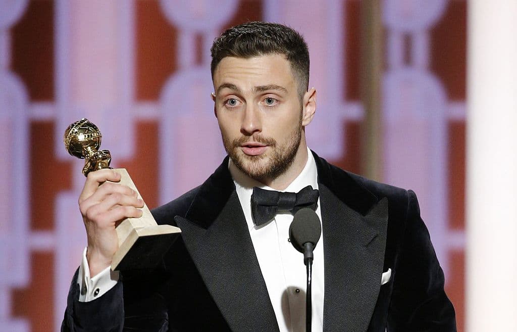 BEVERLY HILLS, CA - JANUARY 08: In this handout photo provided by NBCUniversal, Aaron Taylor-Johnson accepts the award for Best Supporting Actor In A Motion Picture for his role in "Nocturnal Animals" during the 74th Annual Golden Globe Awards at The Beverly Hilton Hotel on January 8, 2017 in Beverly Hills, California. (Photo by Paul Drinkwater/NBCUniversal via Getty Images)