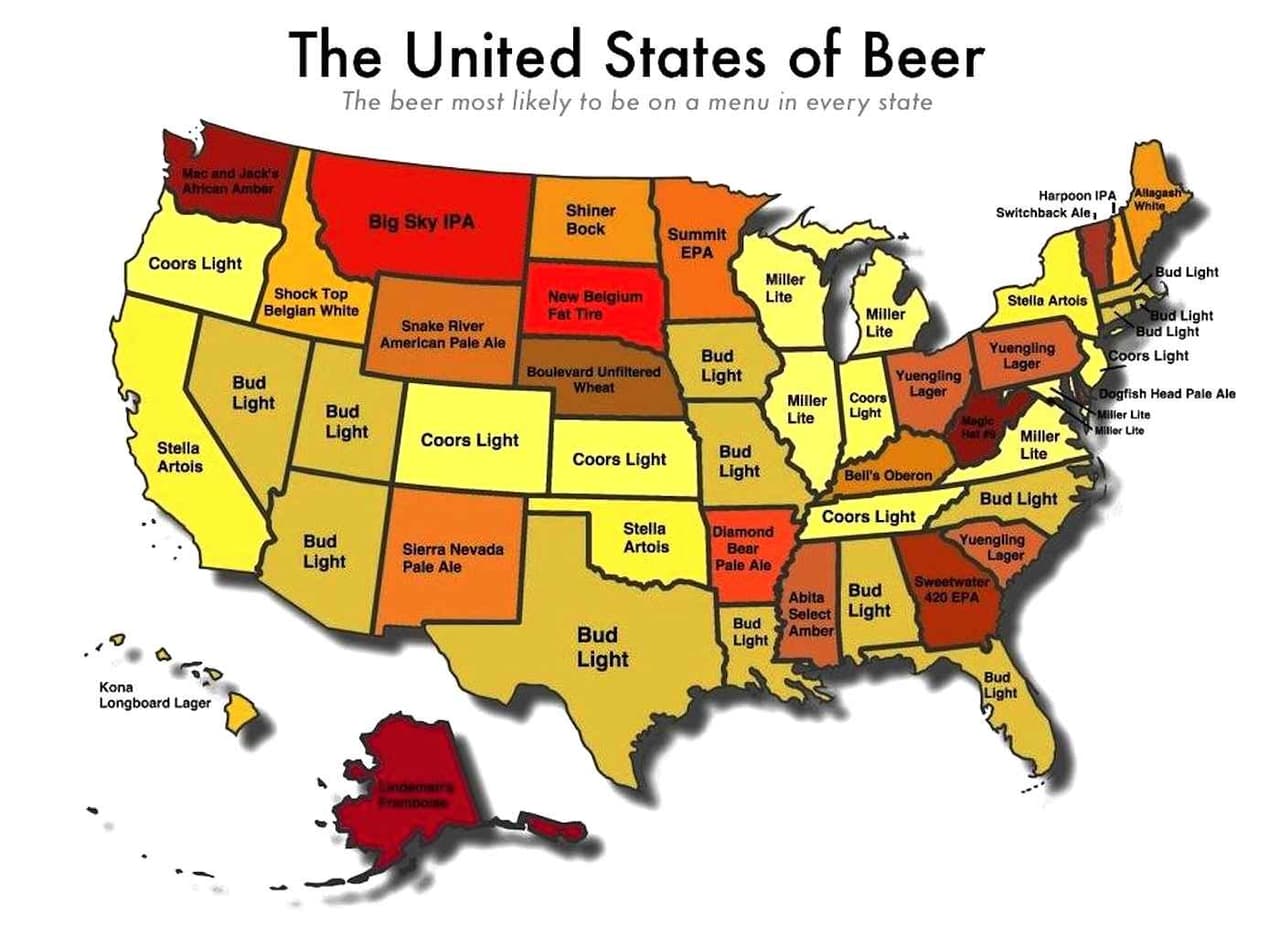 Mapa de la cerveza que más predomina por estado.