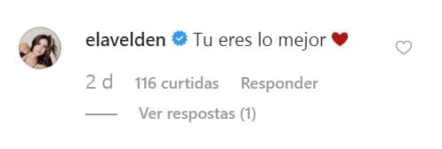 Ante la publicación de Emiliano, Ela Velden comentó: “Tú eres el mejor”. 
<br>