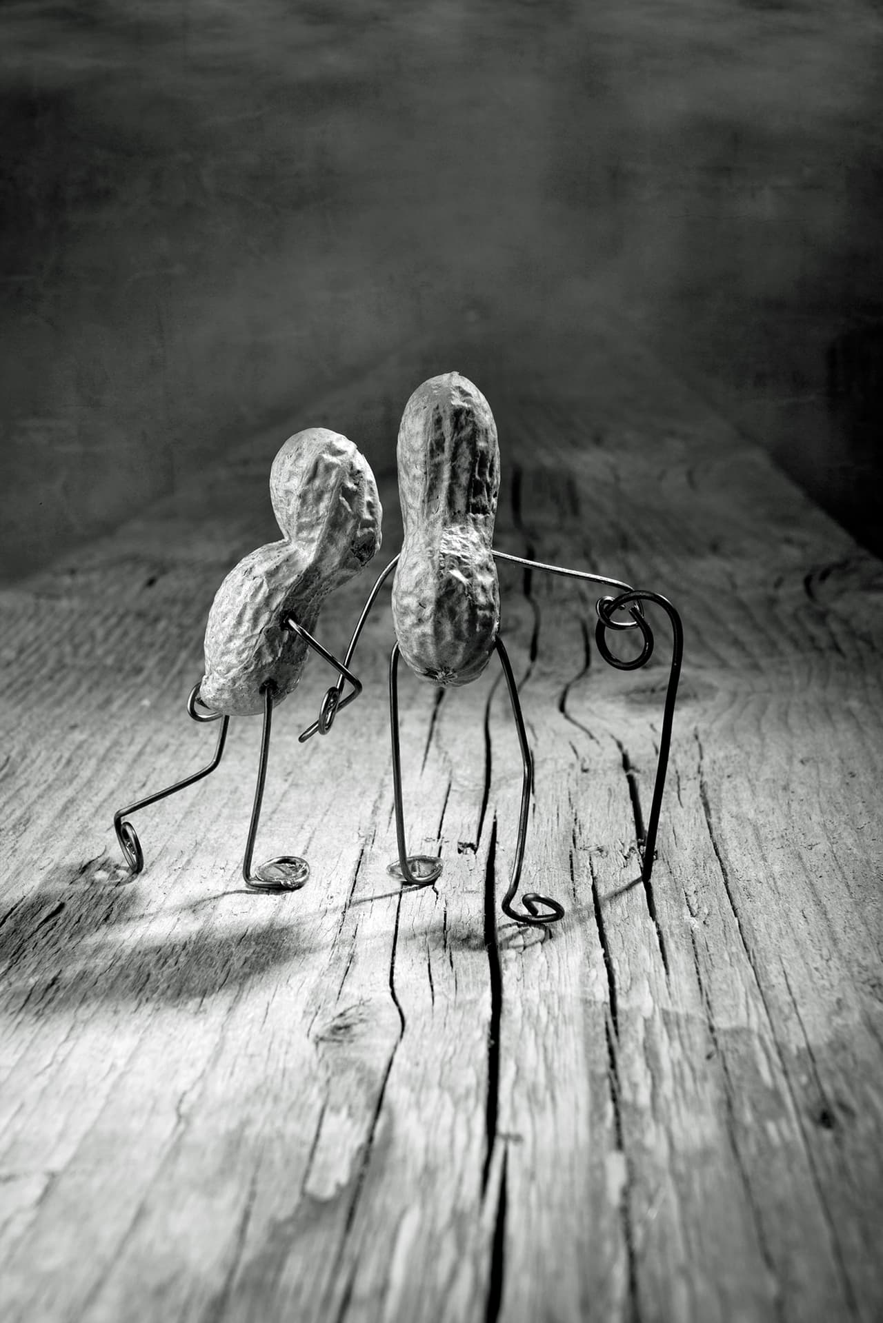 Para poder realizar sus fotos, Nailia busca un cacahuate especial entre la bolsa.