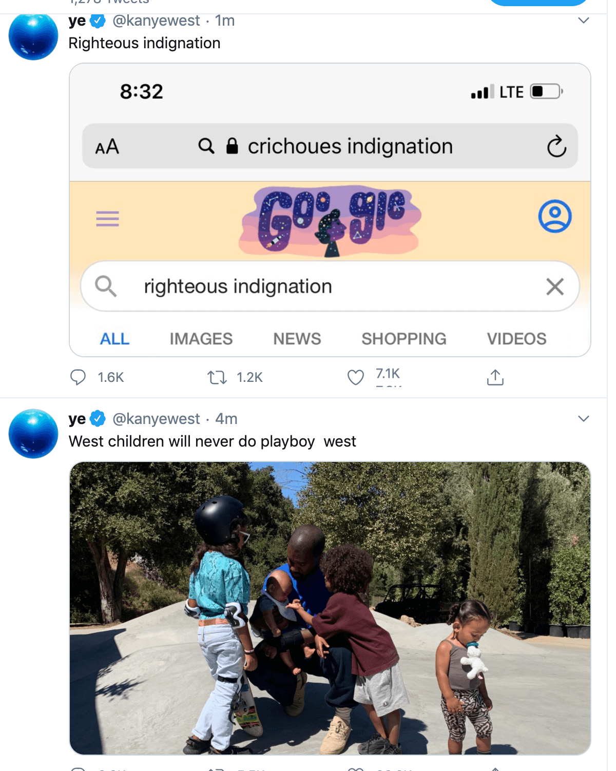 Aunque la mayoría de los mensajes que publicó fueron borrados, uno de los que siguen en línea es: "Los niños West nunca participarán en Playboy".