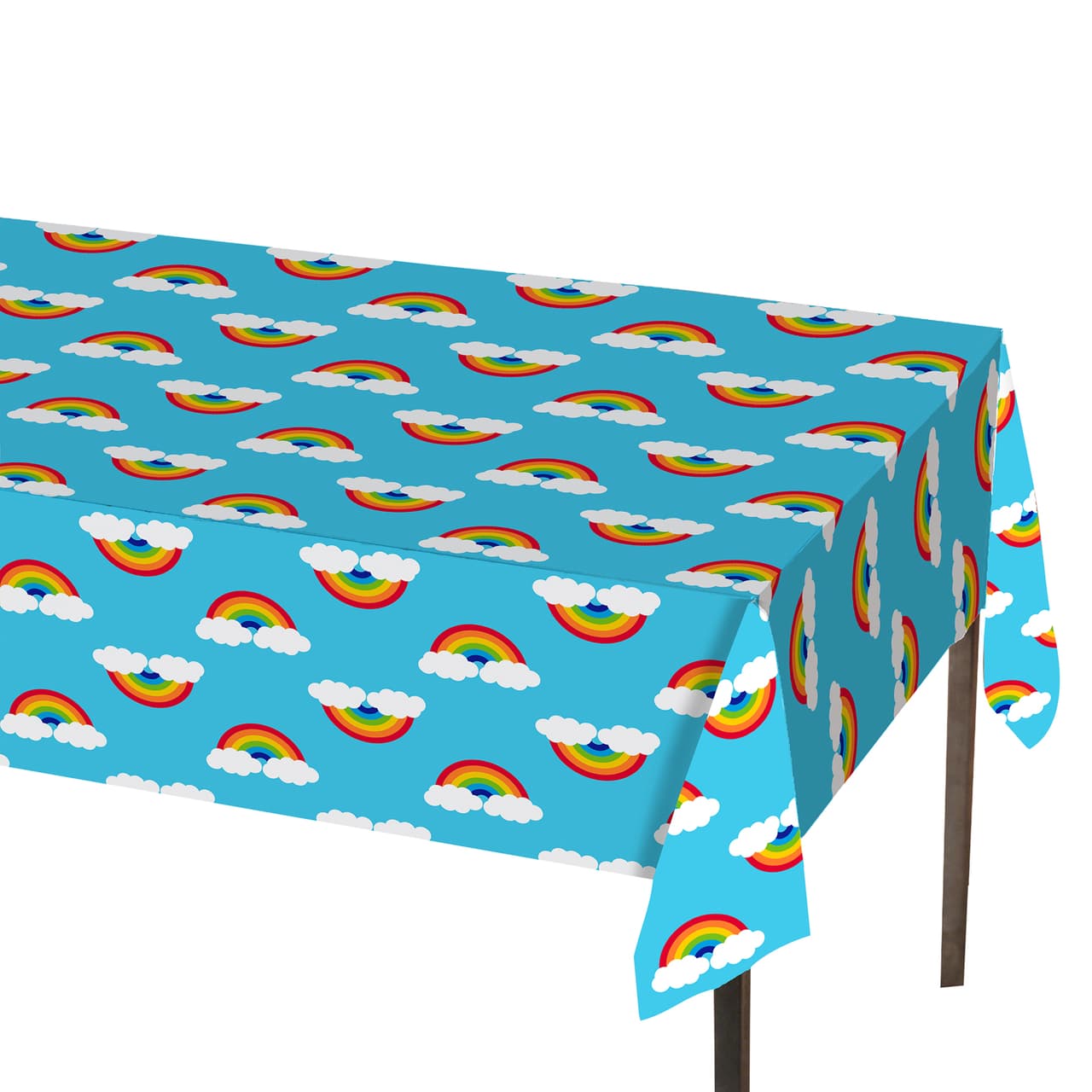 Mantel plástico con arco iris y nubes para una mesa colorida y fácil de limpiar. #PrayersForOrlando $2.49 en Target.