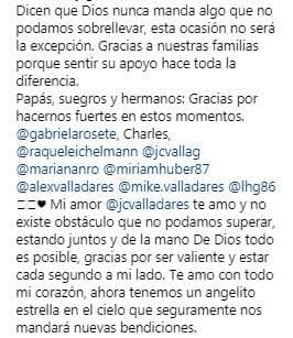 Ante la triste noticia, quiso compartir su dolor con sus familiares, amigos y seguidores en Instagram.