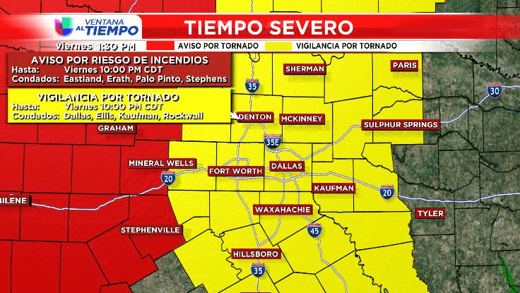 Emiten vigilancia por tornado para condados en el norte de Texas, incluyendo Dallas y Tarrant