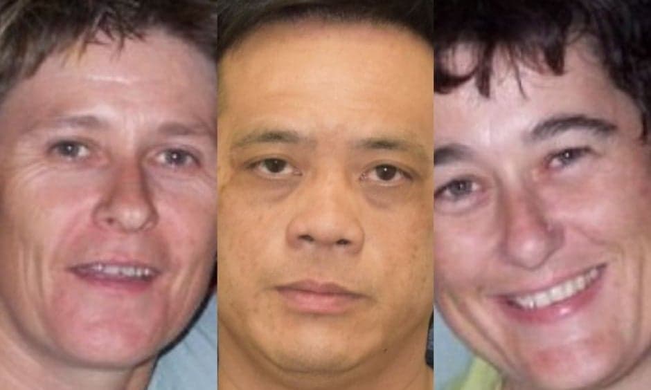 En la foto Tamra McBeath-Riley (izquierda), Phu Tran y Claire Hockridge permanecen desaparecidos desde el 19 de noviembre.