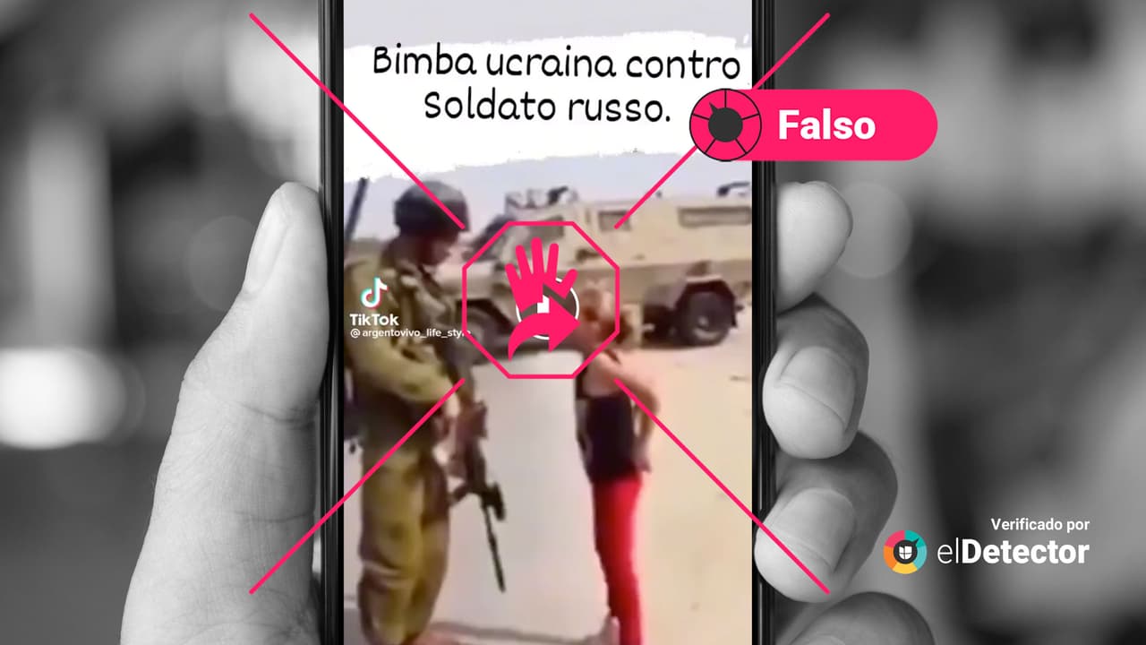 Esa niña que grita a un soldado no es ucraniana, ni el video es de la guerra con Rusia