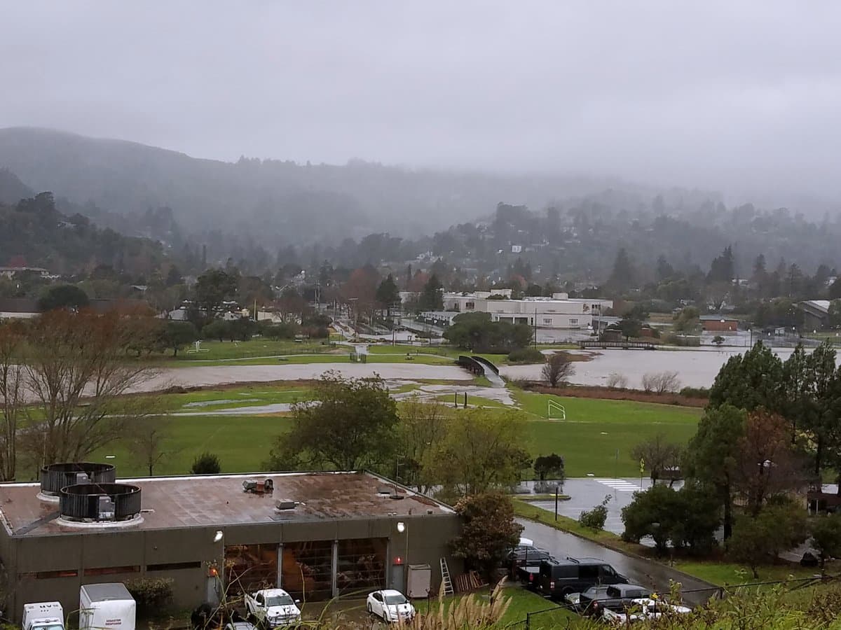 La bahía de Pickletweed Inlet, en el condado de Marin, estaba visiblemente encharcada el domingo 8 de enero.