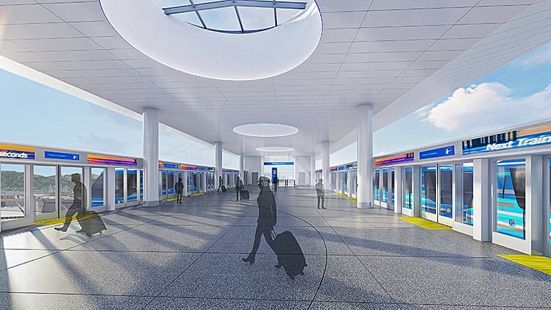 El tren automático además conectará con una zona de estacionamiento y para la renta de carros.