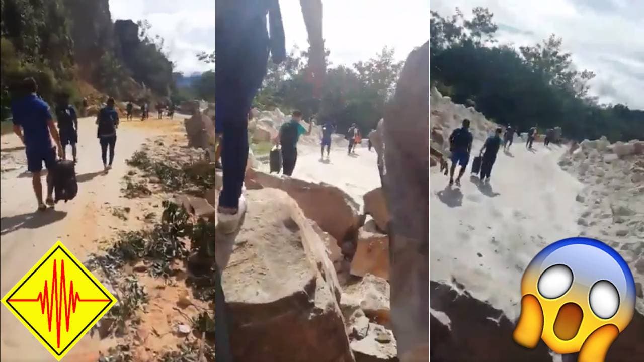 Terremoto destruye caminos y obliga a equipo de fútbol a caminar al aeropuerto