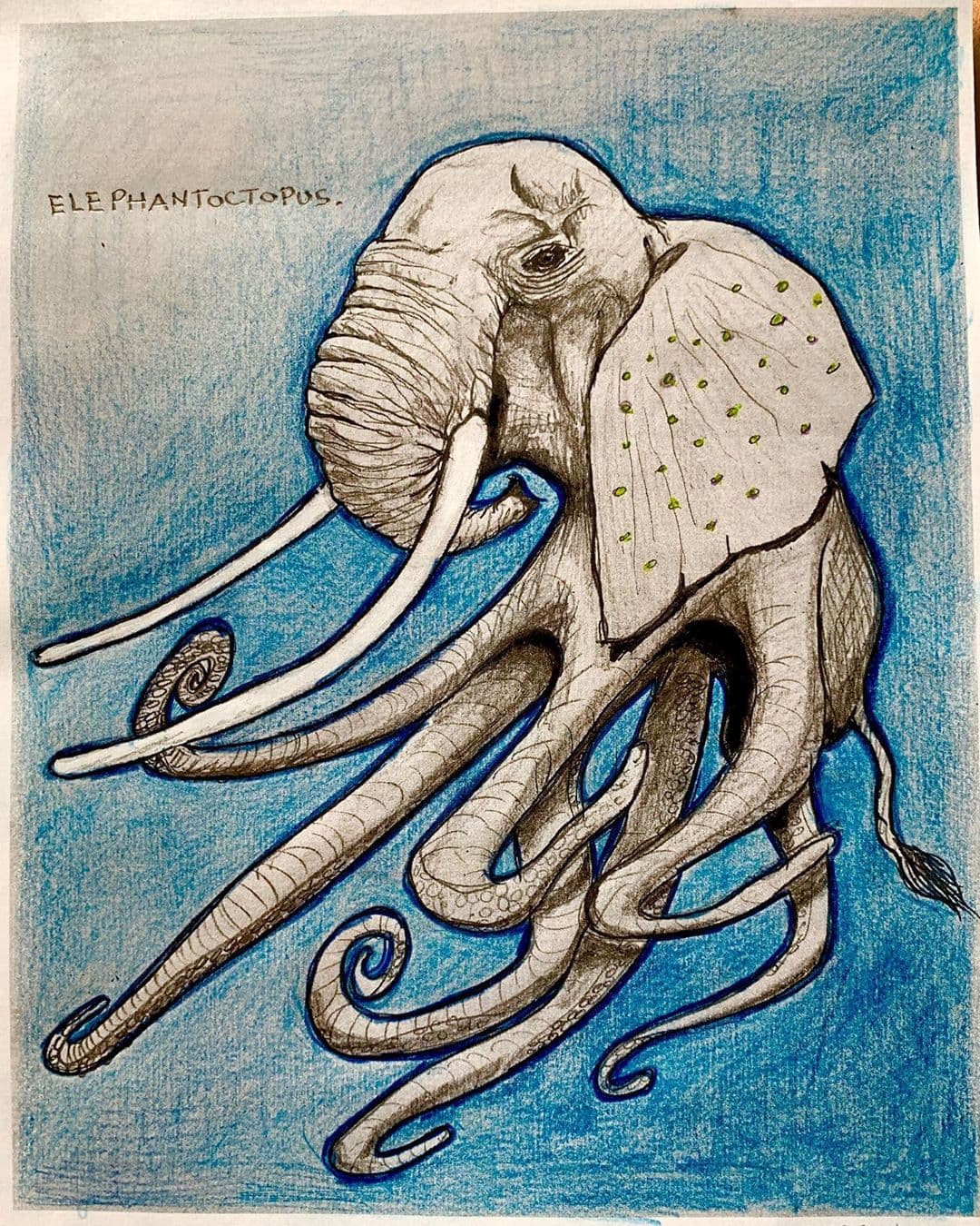 "Elephantoctopus", fue la obra que presentó Carlos Calderón en su perfil de Instagram.