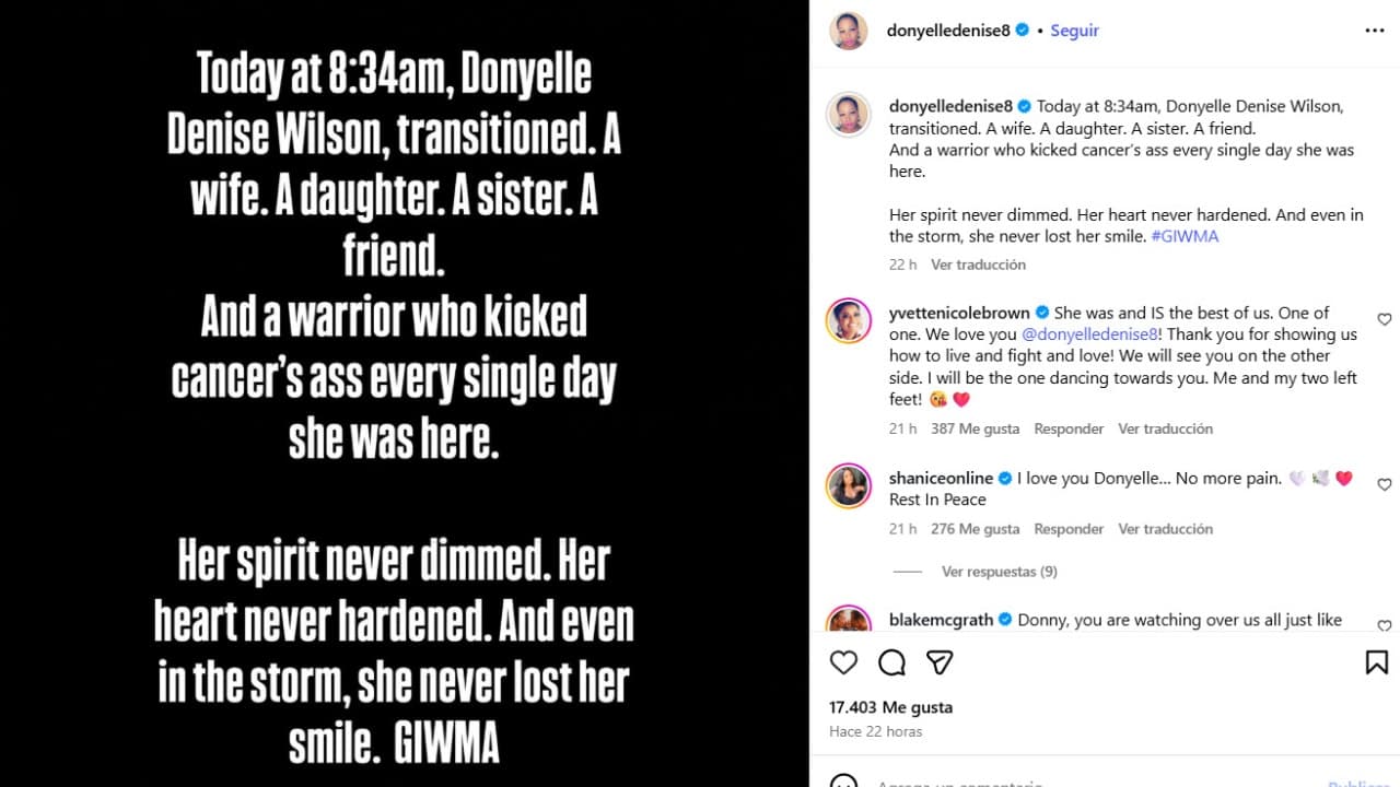 La familia informó sobre la muerte de Donyelle en redes.