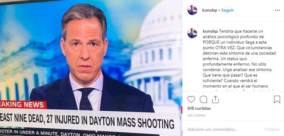 Kuno Becker alzó la voz en Instagram y compartió esta imagen junto a la cual escribió: "Tendría que hacerse un análisis psicológico profundo de porqué un individuo llega a este punto otra vez; qué cincunstancias detonan este 
<b>síntoma de una sociedad enferma</b>".