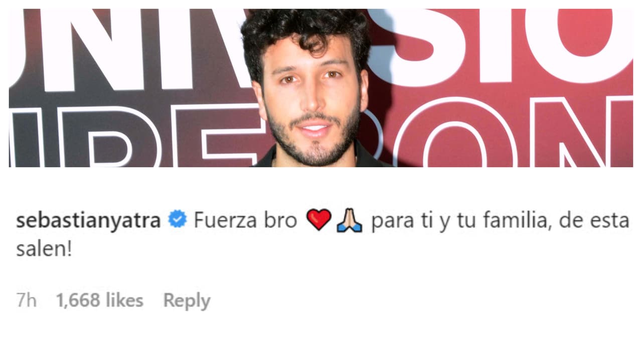 En la sección de comentarios de la publicación se pudieron ver las reacciones de algunos famosos como Sebastián Yatra, quien le mandó "fuerza".