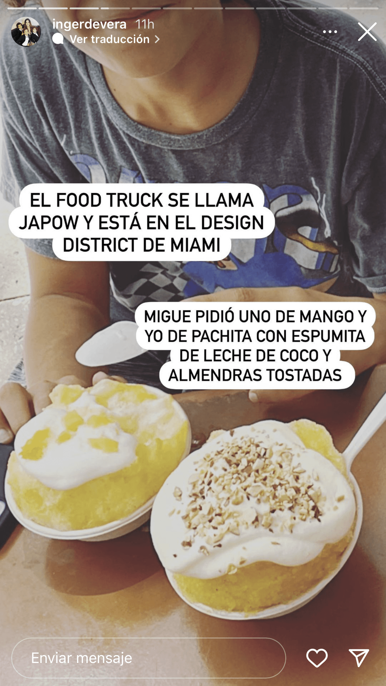 Para apapacharlo, la ex de Nacho lo llevó a probar helados japoneses y el jovencito pidió de sabor mango.
<br>