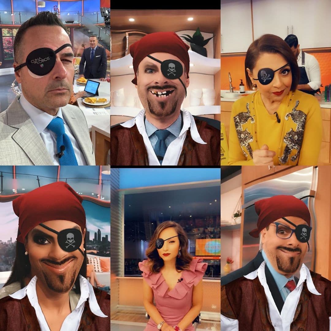 Carlos no sabía si personificaba a un pirata o a 'Catalino Creel' y mientras lo descubría bromeó con sus compañeros con un filtro de redes sociales.