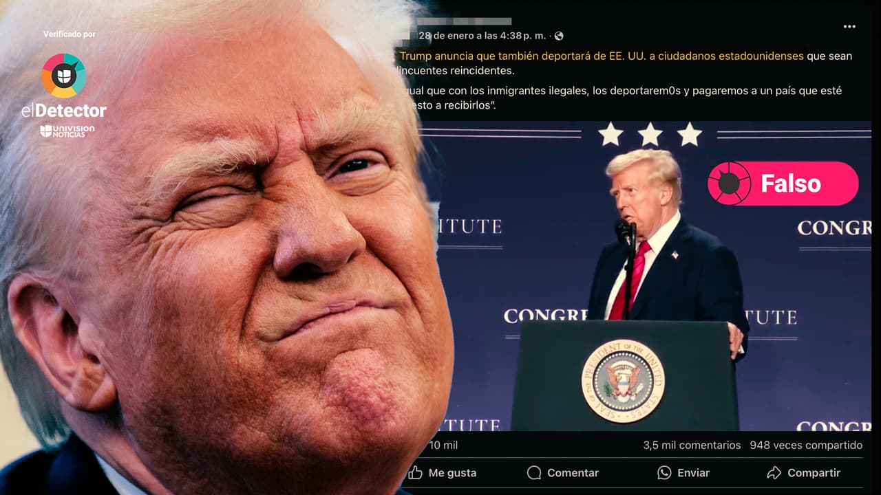 Es falso que Trump haya anunciado que “deportará a ciudadanos estadounidenses que sean delincuentes reincidentes”: eso que dicen en redes NO es así