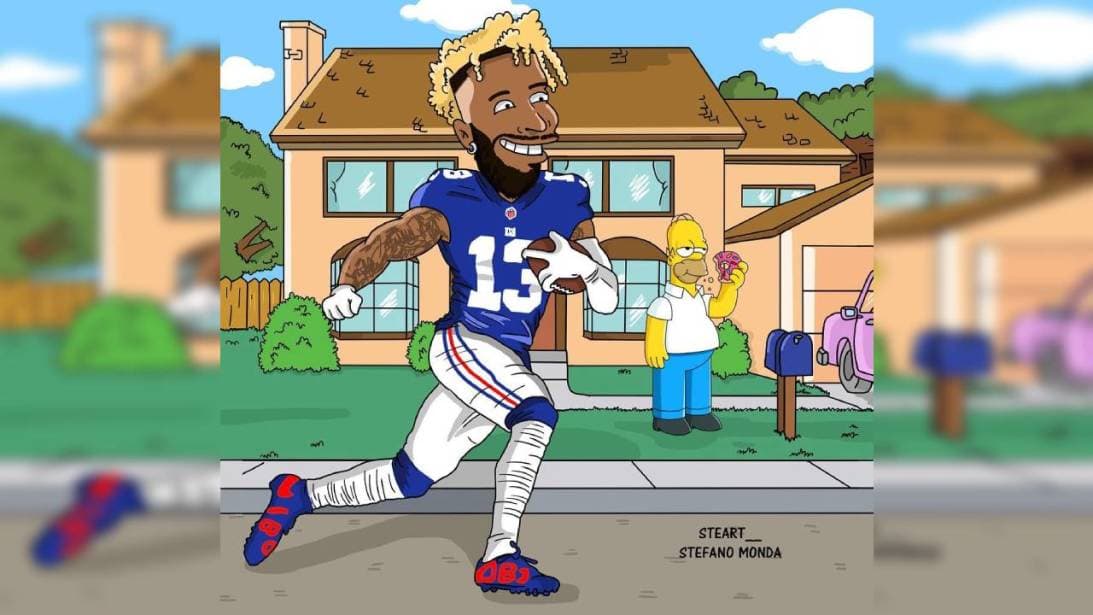 El siempre carismático Odell Beckham Jr corre por la Avenida Siempreviva 742 de Springfield.