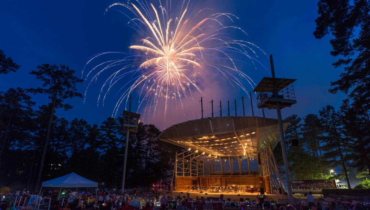 <b>Evento</b>: Town of Cary Independence Day Celebration
<br>
<b>Fecha</b>: 4 de julio 
<br>
<b>Lugar</b>: Koka Booth Amphitheatre. 8003 Regency Pkwy. Cary, NC. 27518
<br>
<b>Sitio web</b>: 
<a href="https://www.carync.gov/recreation-enjoyment/events/holiday-events/independence-day-events">https://www.carync.gov/recreation-enjoyment/events/holiday-events/independence-day-events</a> 
<br>
<br>Relájate bajo los pinos en el anfiteatro Koka Booth para la celebración del Día de la Independencia de la ciudad de Cary. Con la apertura de puertas a las 3:30 p. m., Cary Town Band dará inicio al entretenimiento, seguido de una actuación patriótica de la Sinfónica de Carolina del Norte y fuegos artificiales sobre el hermoso lago Symphony para culminar la noche.