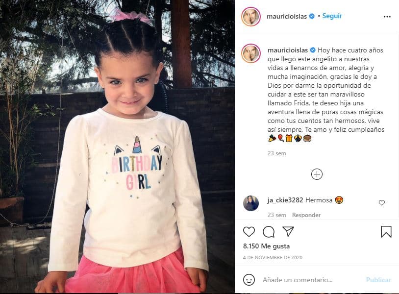 El 4 de noviembre de 2020, el protagonista de 'El Manantial' le envió una felicitación de cumpleaños a su hija, en la que le deseó "una aventura llena de puras cosas mágicas, como tus cuentos tan hermosos"