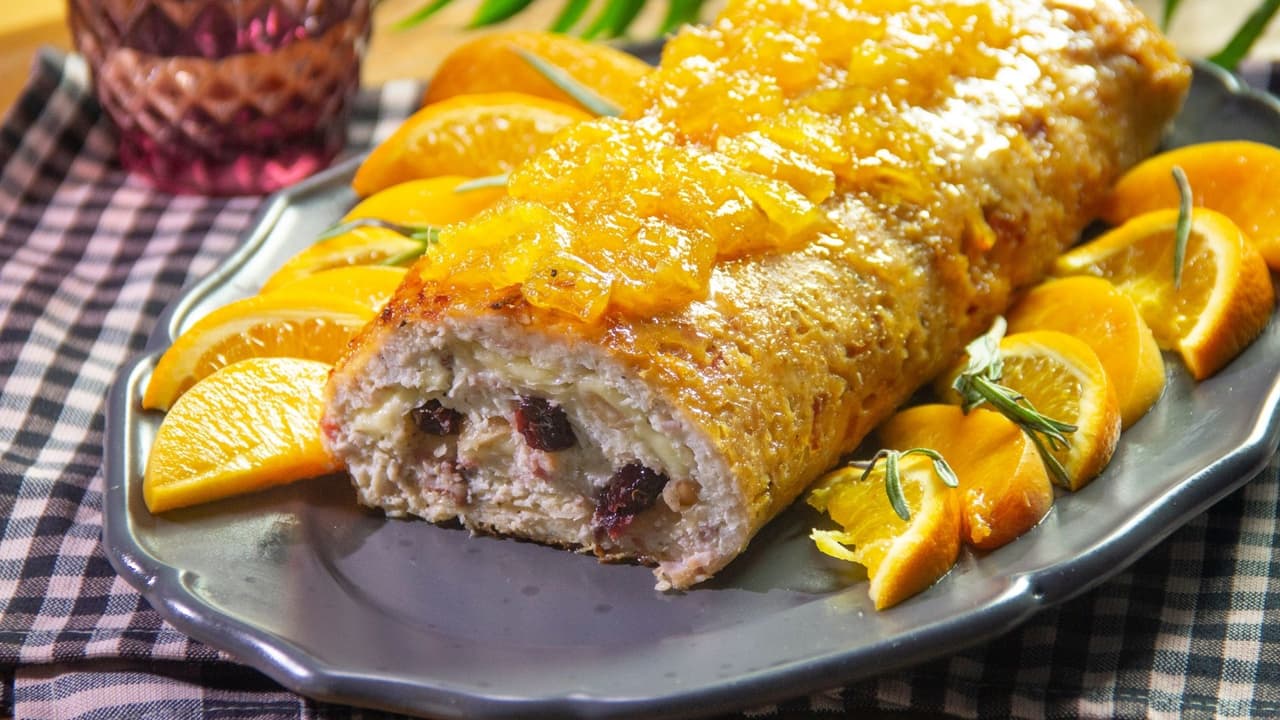 Rollo de pollo glaseado