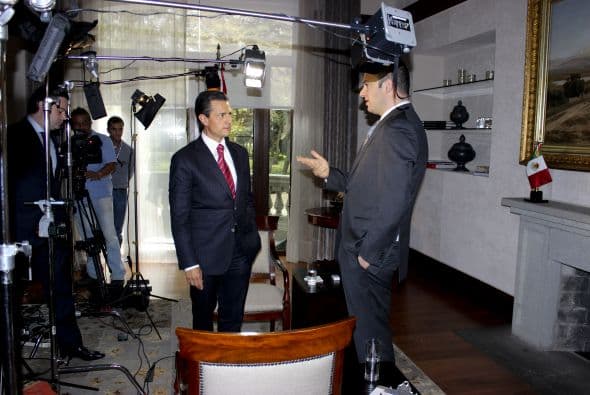 Este miércoles el equipo de Univison se trasladó al encuentro con el presidente. Foto:  Miguel Carrillo 