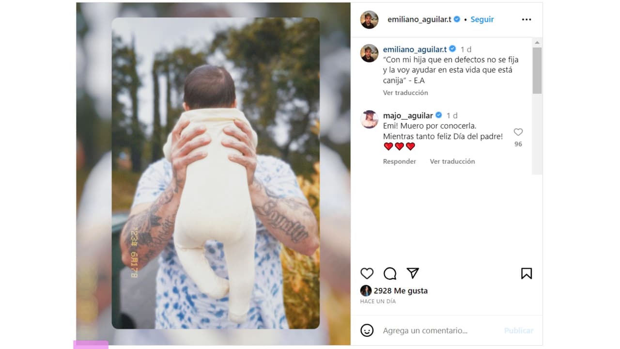 Emiliano Aguilar con su hija.