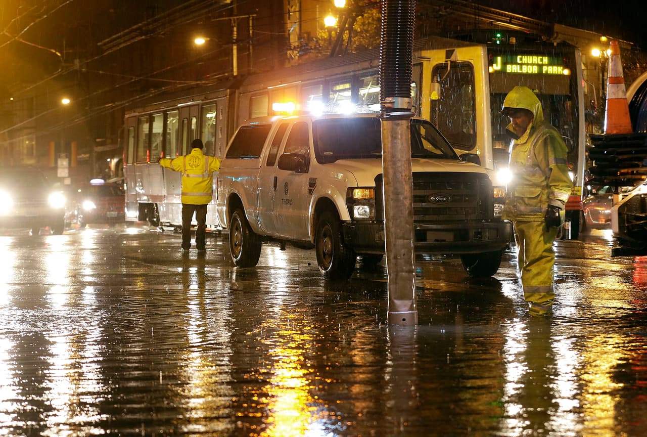 Calles inundadas en San Francisco, California.