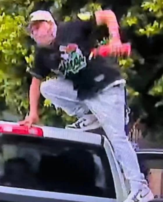 El hombre vestía un 
<i>jersey</i> de 
<b>los Nopaleros, el equipo de béisbol de Zacatecas, México.</b> 
<br>
<br>Publicaron varias fotos de él, en unas usaba un casco de motocicleta y lentes y en otras una gorra y un pañuelo que le cubría la mitad del rostro.