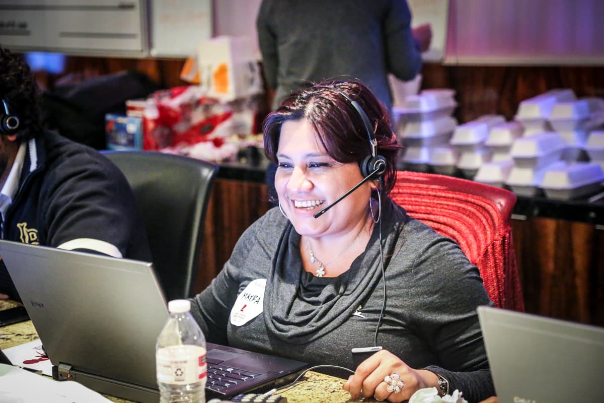 A pesar de las largas horas, los voluntarios siempre sonriendo.