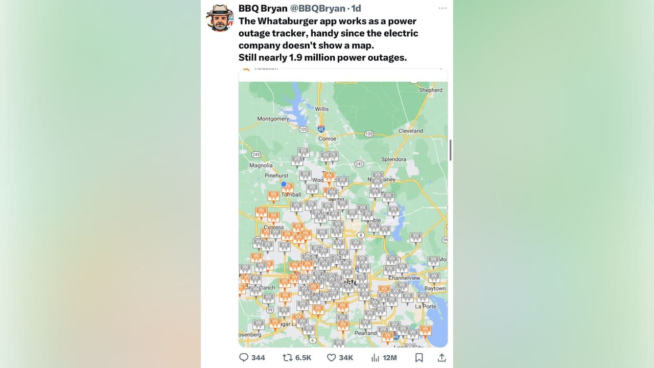 Esta es una publicación que viralizó el mapa de la app de Whataburger.