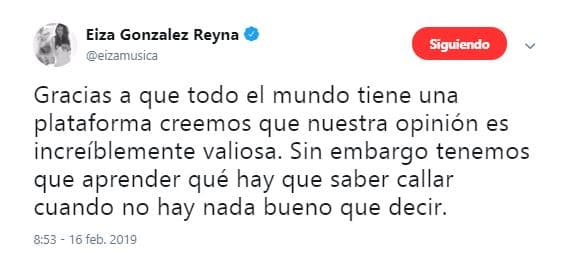 González enfatizó el uso que le dan los internautas a dichas plataformas. A su manera, la actriz mexicana pidió prudencia al momento de emitir algún comentario a través de internet.