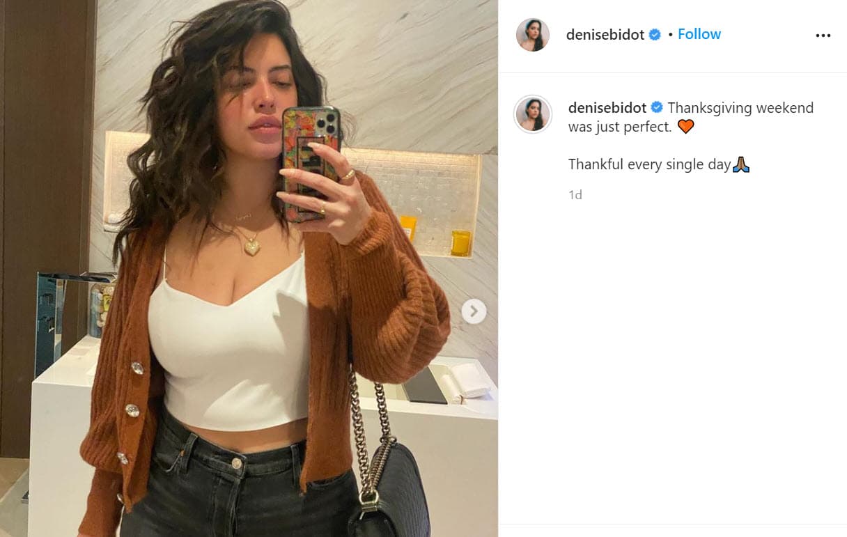 En Instagram publicó una serie de fotos que dieron cuenta de 
<b><a href="https://www.instagram.com/p/CIPTG2lnmn7/" target="_blank">cómo pasó el fin de semana</a></b> posterior al pasado Día de Acción de Gracias. 
<br>