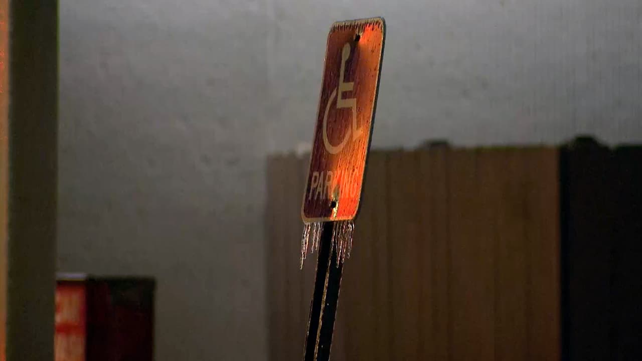 Las bajas temperaturas ocasionaron acumulación de hielo en estructuras urbanas, cabelado y árboles.