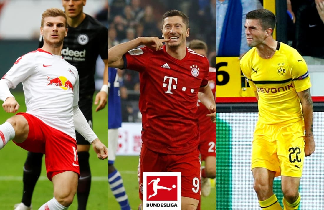 <b>Delantera: </b>Timo Werner (RB Leipzig), Robert Lewandowski (Bayern Múnich), Christian Pulisic (Borussia Dortmund).