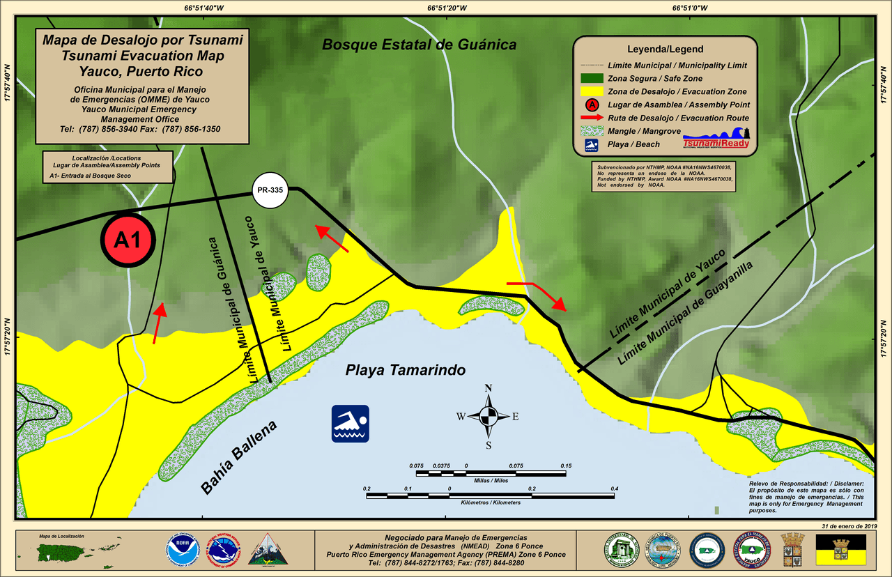 Mapa de desalojo de Yauco