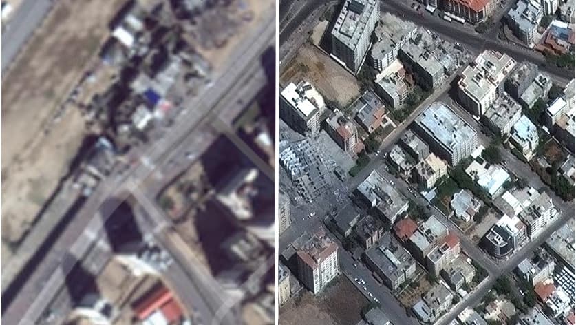 El antes y el después de los ataques al sur de Israel y la ciudad de Gaza (imágenes interactivas)